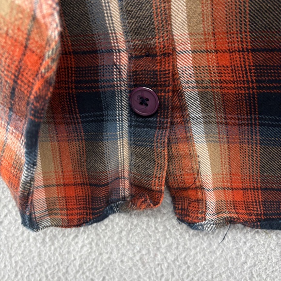 Angie Plaid Flannel Button-Down Shirt Women’s Small Rust Navy Tan Cotton Pockets - Picture 9 of 10